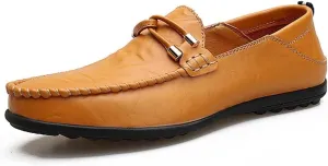 Driving Moccasins for Men Genuine Leather Round Toe Stitching Details Breathable Penny Loafer Lightweight Flexible Anti-Slip Resistant Walking for Any Attire