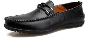 Driving Moccasins for Men Genuine Leather Round Toe Stitching Details Breathable Penny Loafer Lightweight Flexible Anti-Slip Resistant Walking for Any Attire