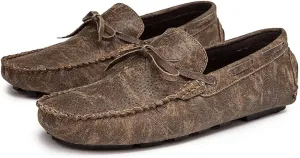 Easy to Put and Remove. Driving Moccasins Loafer Shoes for Men Genuine Leather Deck Shoes Stitching Details Faux Snake Print Round Toe Lightweight Resistant Flat Heel for All Occasions