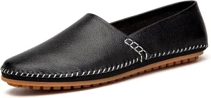 Easy to Put and Remove. Driving Moccasins Loafer Shoes for Men Genuine Leather Round Toe Stitching Details Lightweight Anti-Slip Flexible Walking Slip on for All Occasions
