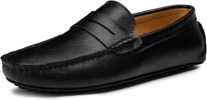 Easy to Put and Remove Loafer Shoes for Men Genuine Leather Round Toe Sole Stitching Details Penny Loafer Soft Comfortable Flexible Driving Slip On for All Occasions