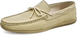 Easy to Put and Remove. Smoking Loafer Driving Moccasins for Men Deck Shoes 1-Eye Genuine Leather Stitching Details Round Toe Anti-Slip Flat Heel Flexible Resistant Casual for All Occasions