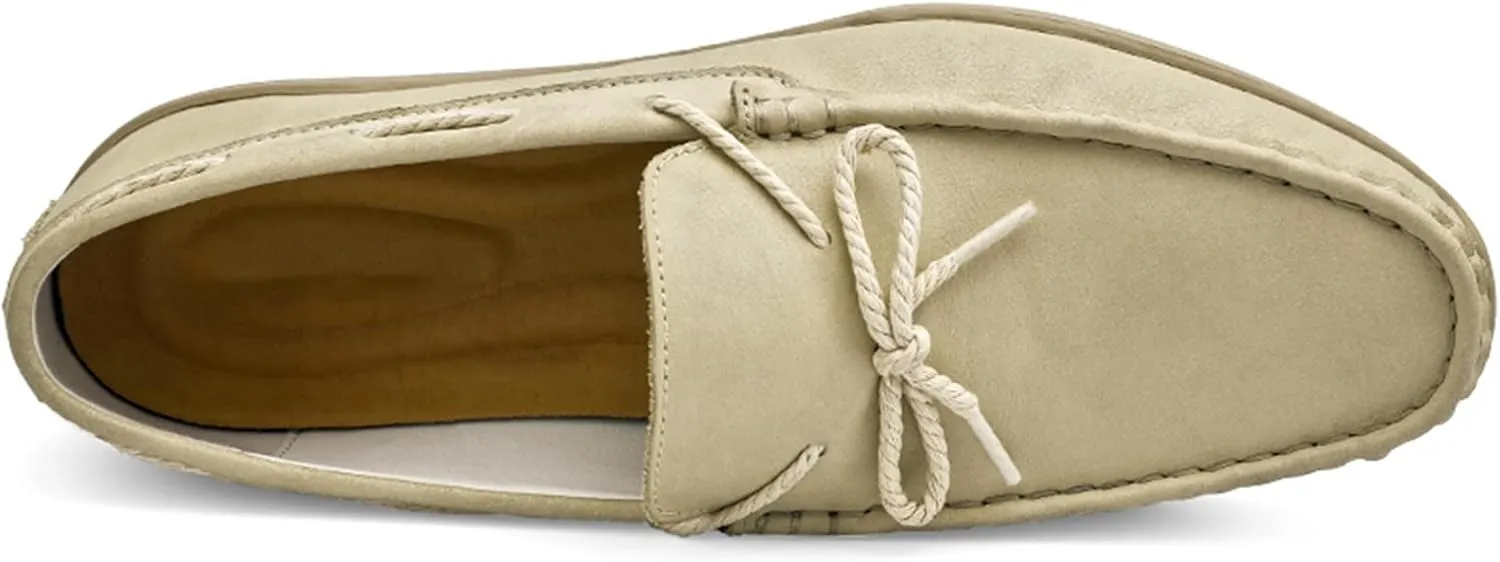 Easy to Put and Remove. Smoking Loafer Driving Moccasins for Men Deck Shoes 1-Eye Genuine Leather Stitching Details Round Toe Anti-Slip Flat Heel Flexible Resistant Casual for All Occasions