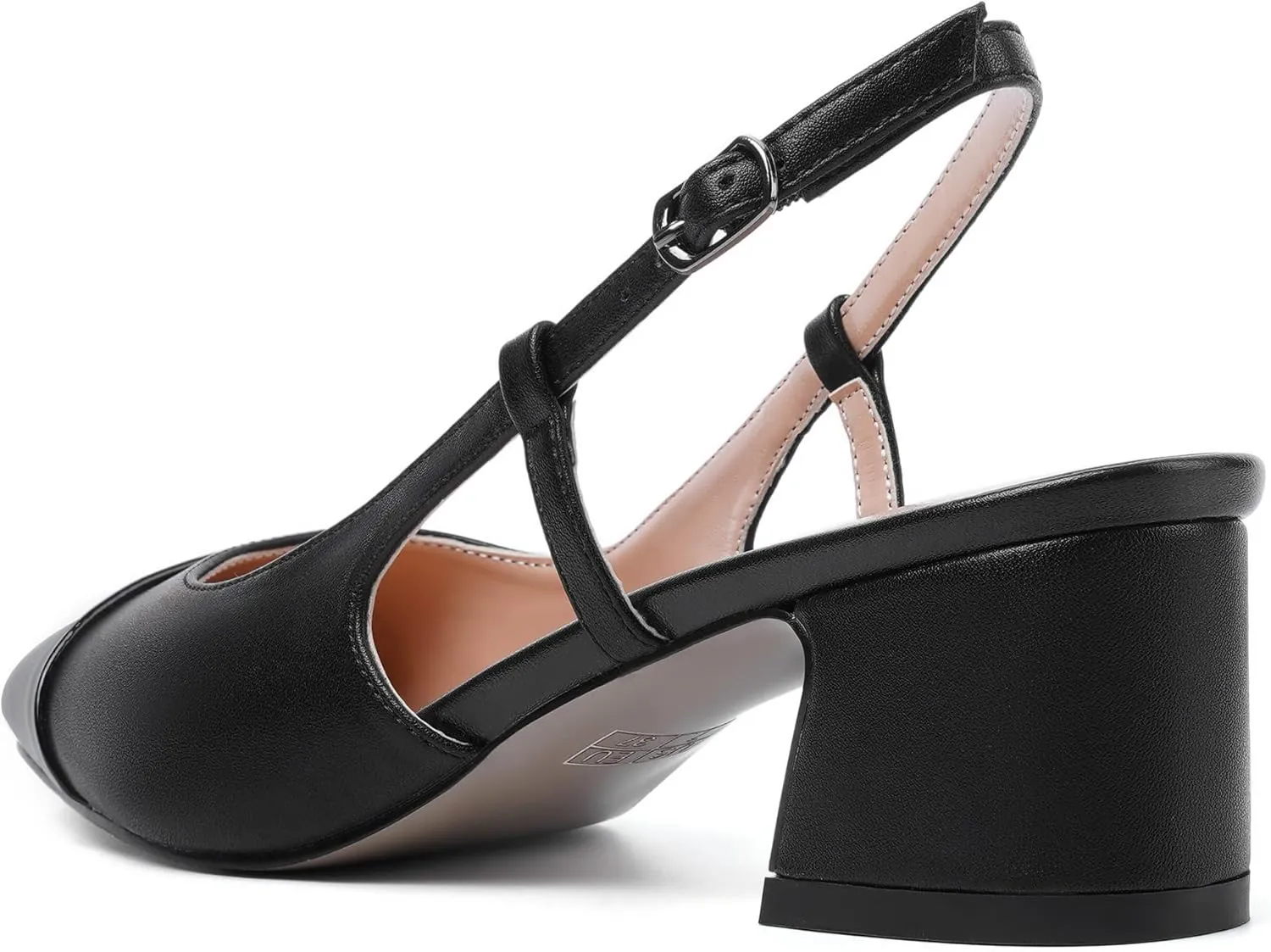 Eldof Women's Slingback Heels Block Pumps Shoes with Square Toe Slip on Heels 2 Inches for Casual Work Daily Life Party