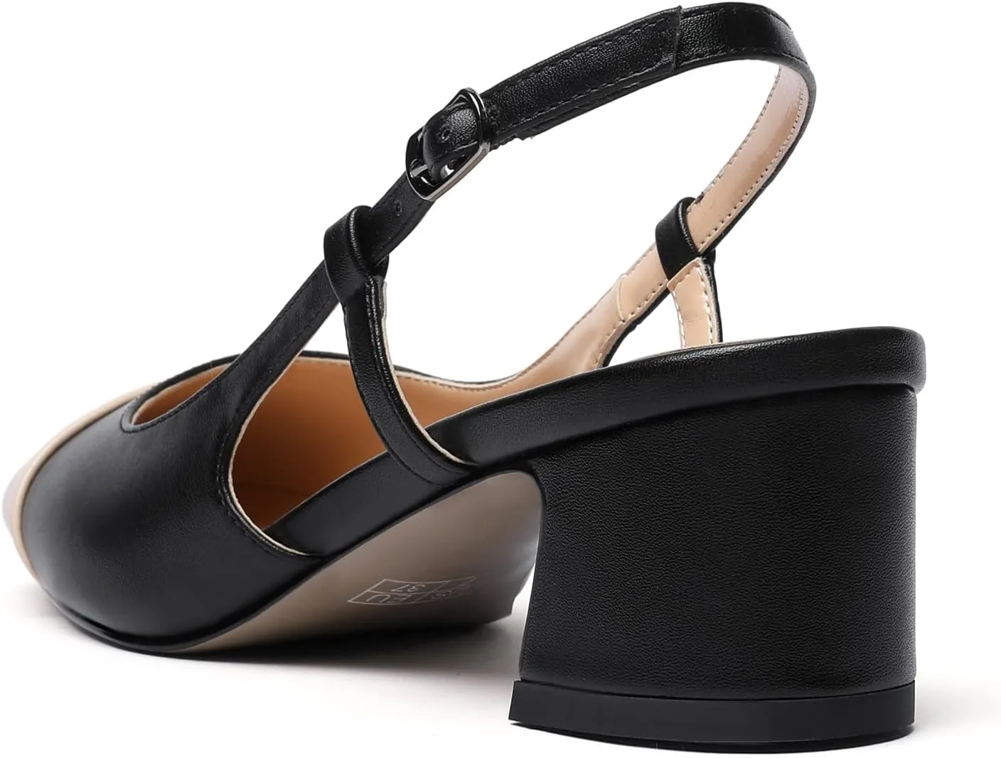 Eldof Women's Slingback Heels Block Pumps Shoes with Square Toe Slip on Heels 2 Inches for Casual Work Daily Life Party