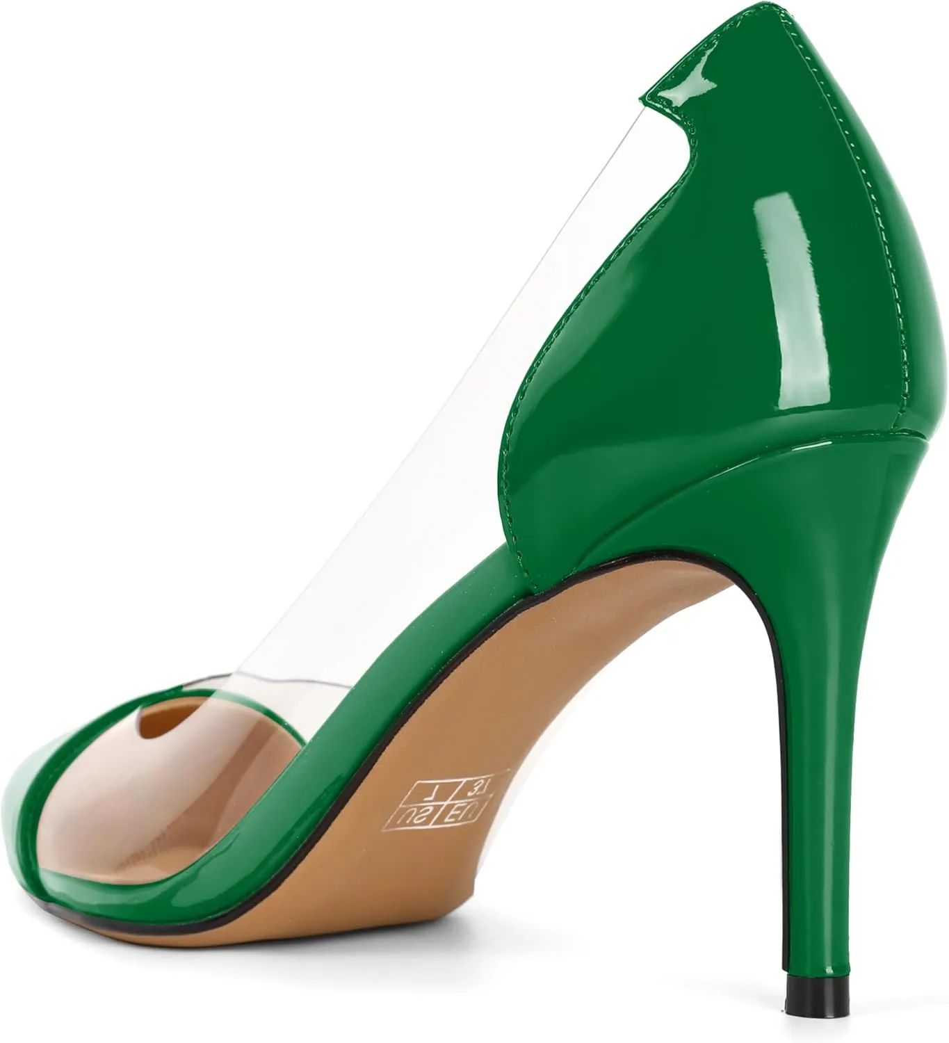 Eldof Women's Stilettos Pumps Pointed Toe Clear Transparent PVC Vamp High Heels Slip on 3 Inch Wedding Dressy Work Shoes