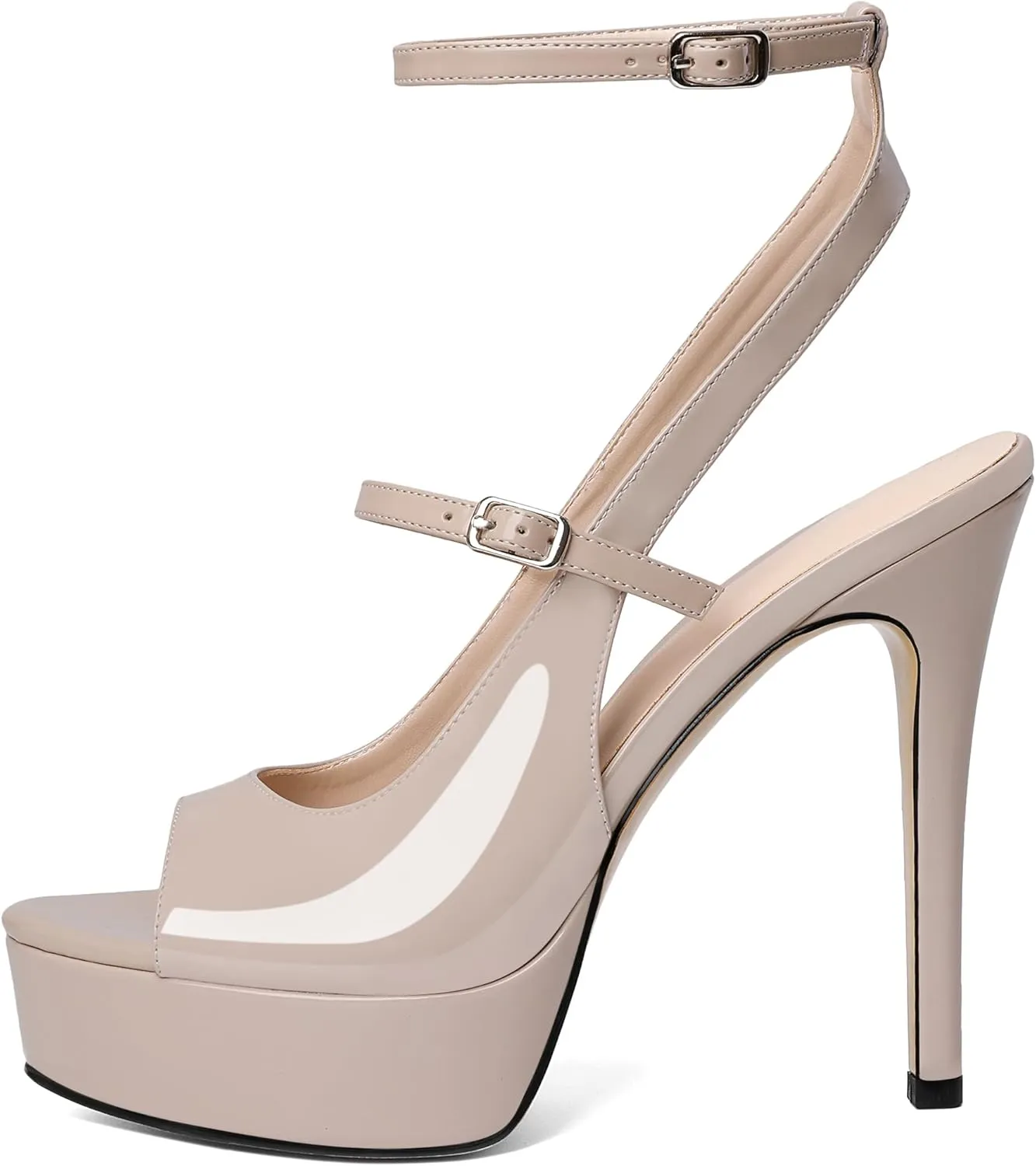 Esvowido Women's Peep Toe High Heels Platform Stilettos Ankle Strap Heeled Sandals Strappy Dress Shoes 5 Inch Wedding Party Dress Shoes