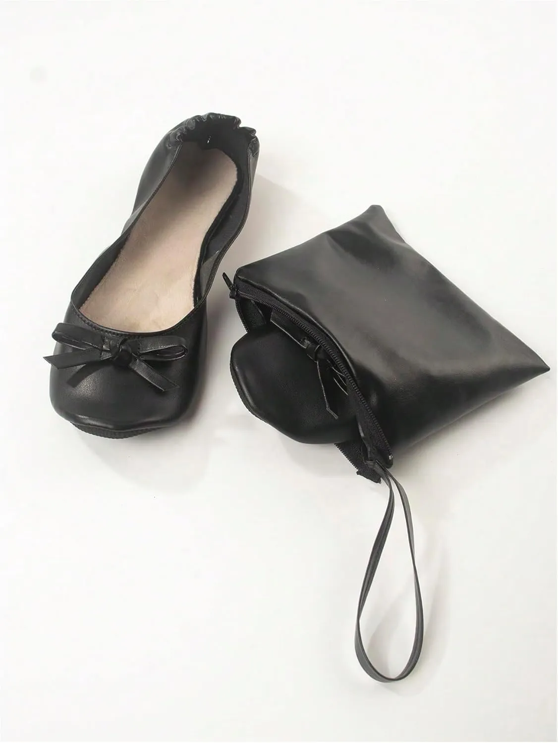 Floerns Women's Foldable Ballet Slippers Roll Up Slip On Travel Purse Shoes
