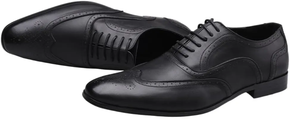 Formal Shoes for Men Men's Classic Retro Brogue Shoes Mens Lace-Up Leather Dress Business Office Flats Men Wedding Party Oxfords