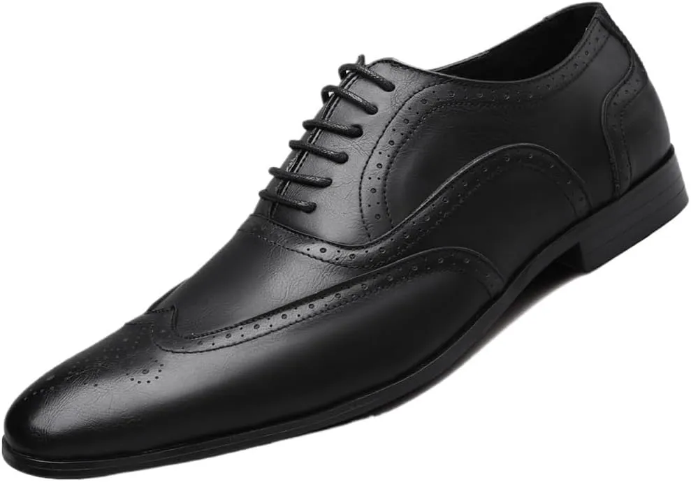 Formal Shoes for Men Men's Classic Retro Brogue Shoes Mens Lace-Up Leather Dress Business Office Flats Men Wedding Party Oxfords