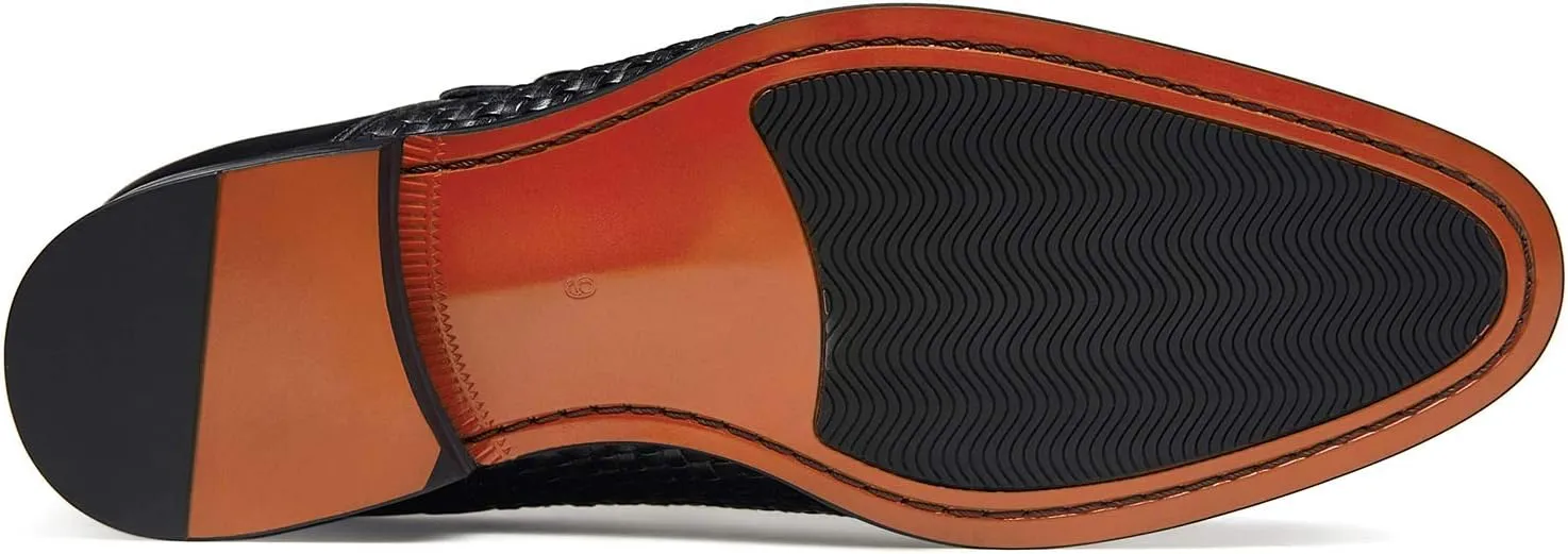 FRASOICUS Men s Dress Shoes Genuine Leather Single Monk Strap Slip-On Shoes for Formal Occasions