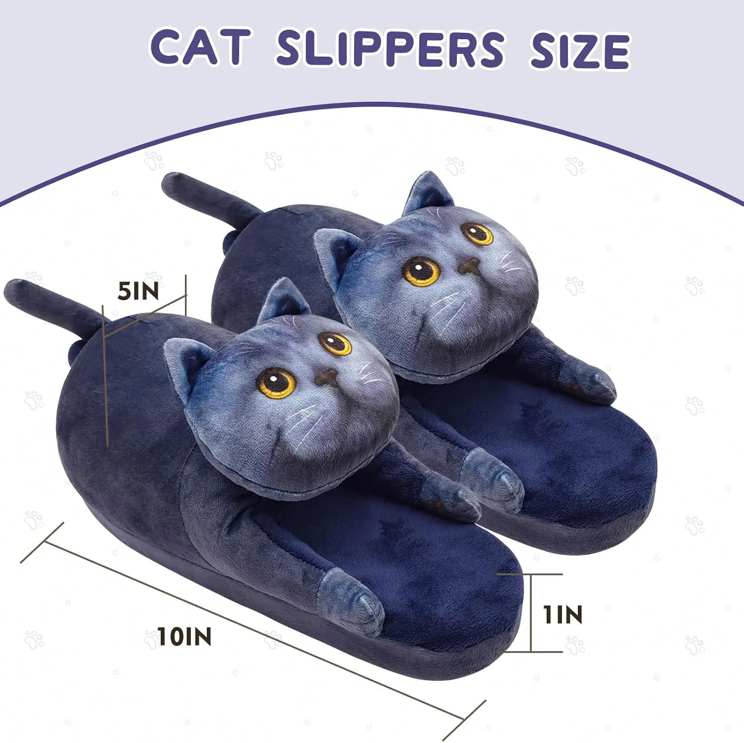 Funny Cat Slippers for Women,Fuzzy Animal Indoor House Shoes with Soft Memory Foam,Comfy Plush Warm Slip-on Slippers,Cat Gifts for Cat Lover