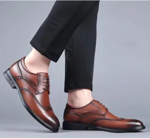 Genuine Leather Oxford Shoes Men Casual Business Shoes Fashion Breathable Carved Brogue Shoes Man Banquet Party Male Shoe