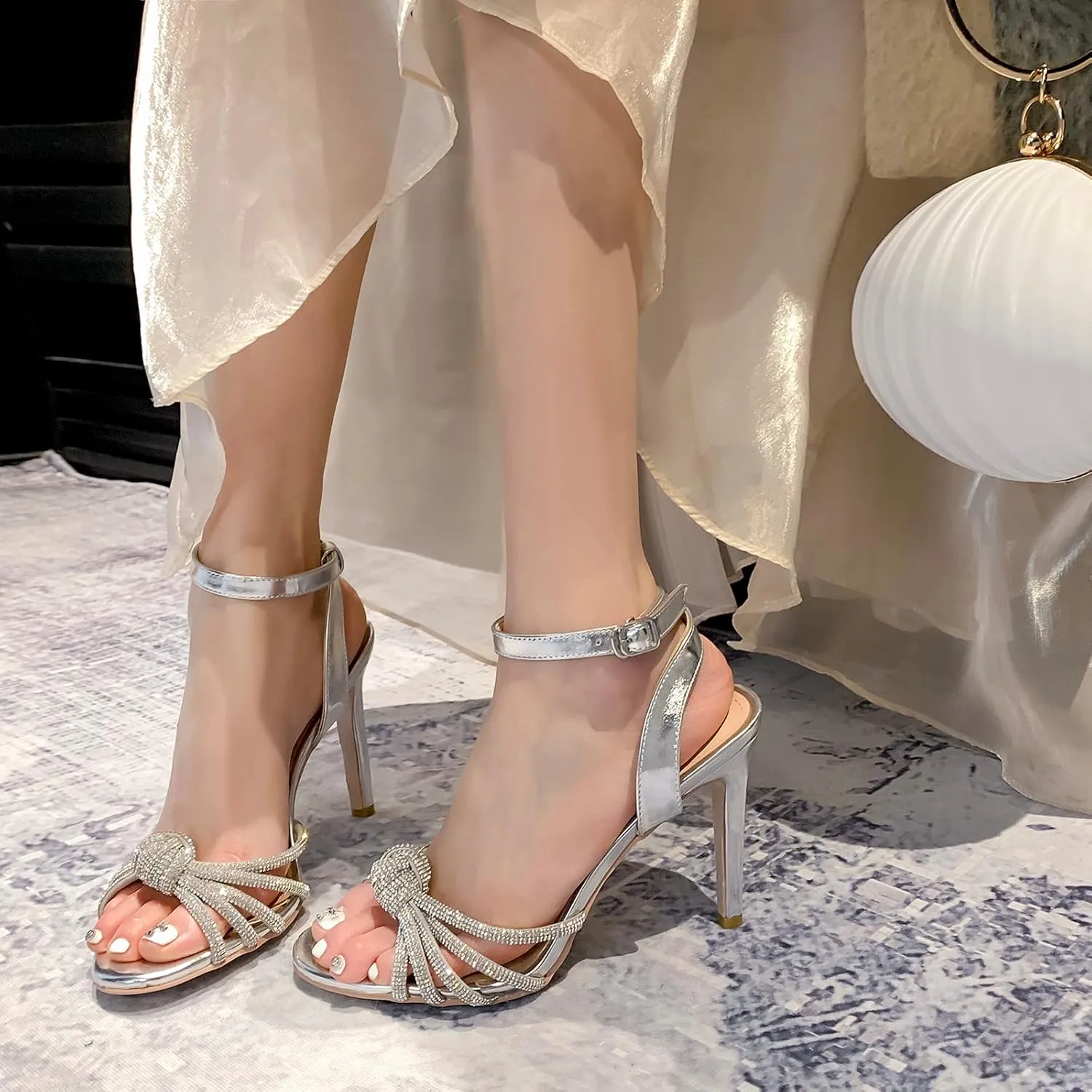 Gicoiz Stiletto Heels Bride Wedding Ankle Strap Sandals