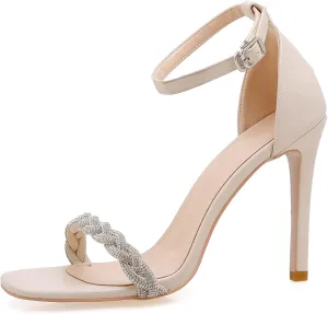 Gicoiz Stiletto Heels Bride Wedding Ankle Strap Sandals