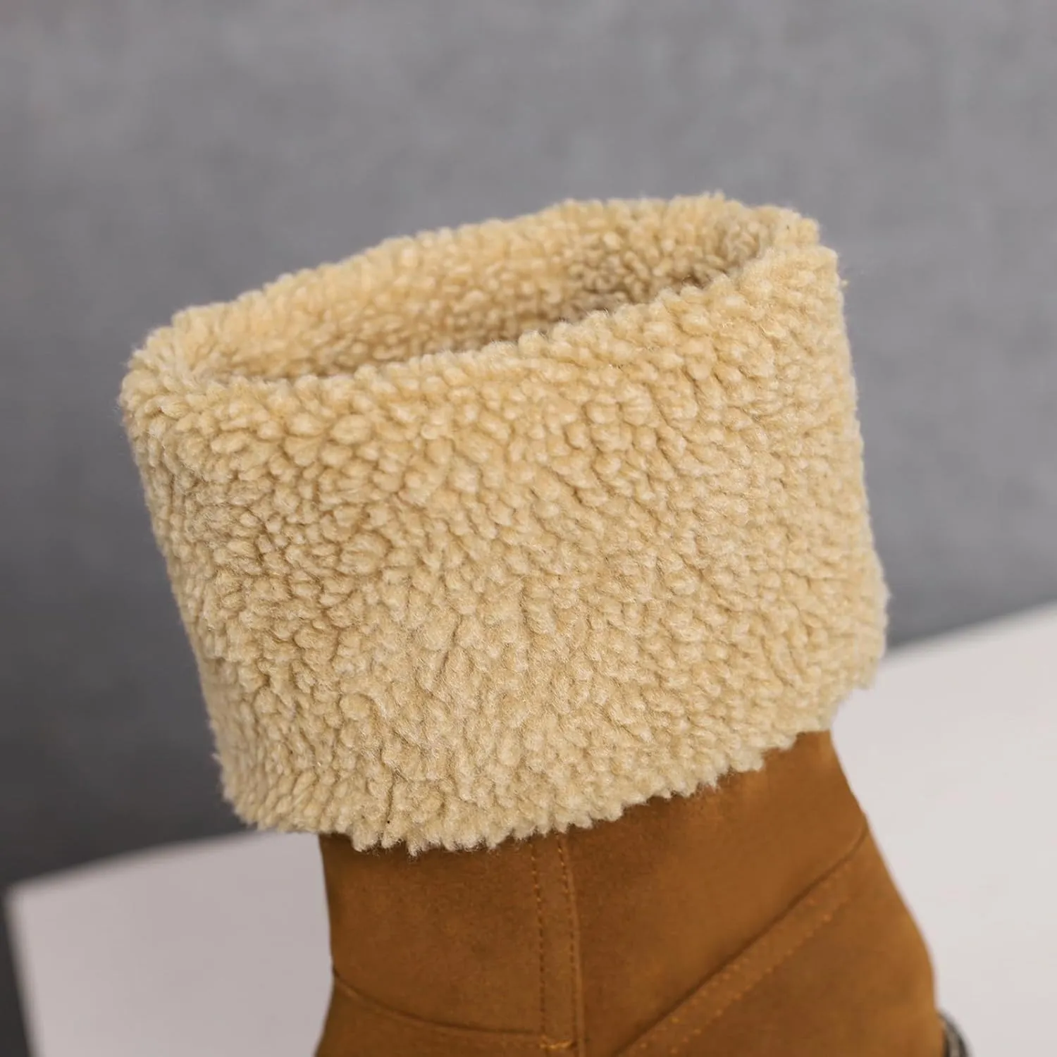 Gicoiz Women Block Heels Warm Mid Calf Snow Boots