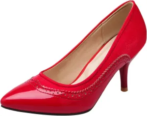 Gicoiz Women Pointed Toe Brogue Stiletto Heels Pumps