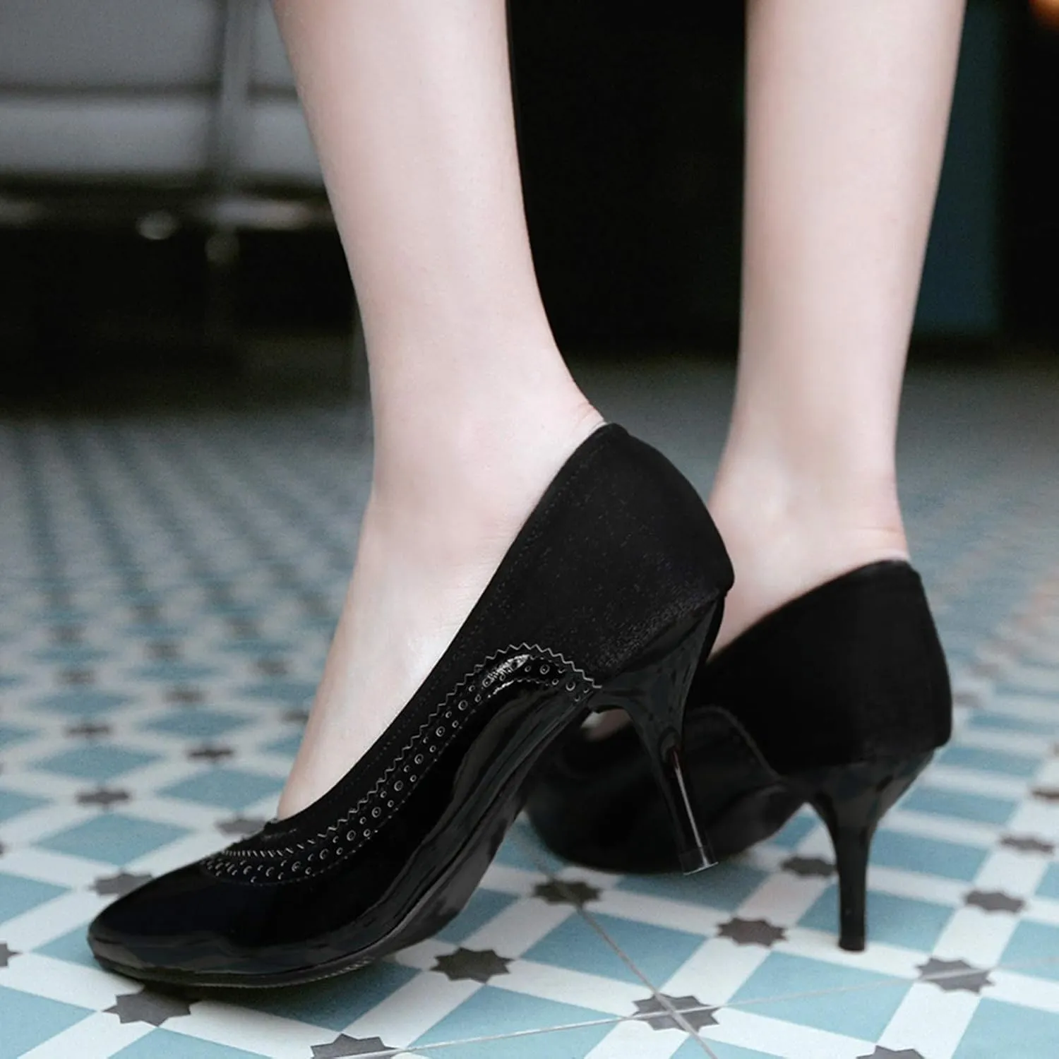 Gicoiz Women Pointed Toe Brogue Stiletto Heels Pumps