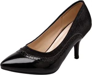 Gicoiz Women Pointed Toe Brogue Stiletto Heels Pumps