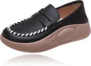 Giltpeak Lurebest Shoes for Women, Women's Leather Platform Soft Sole Low Top Sneakers, Slip On Lightweight Loafers