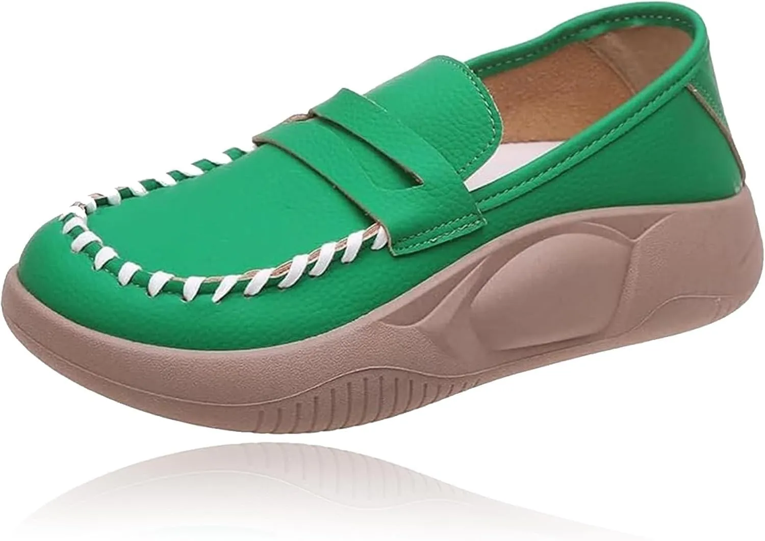 Giltpeak Lurebest Shoes for Women, Women's Leather Platform Soft Sole Low Top Sneakers, Slip On Lightweight Loafers