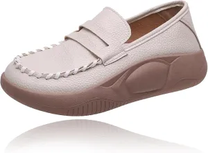 Giltpeak Lurebest Shoes for Women, Women's Leather Platform Soft Sole Low Top Sneakers, Slip On Lightweight Loafers
