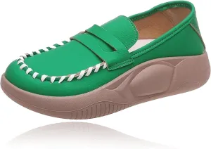 Giltpeak Lurebest Shoes for Women, Women's Leather Platform Soft Sole Low Top Sneakers, Slip On Lightweight Loafers