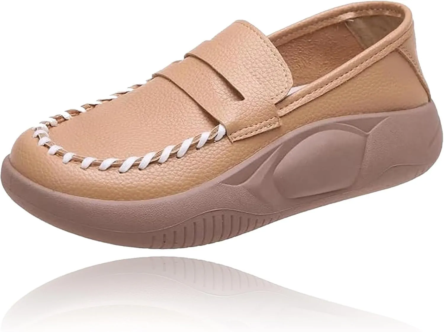 Giltpeak Lurebest Shoes for Women, Women's Leather Platform Soft Sole Low Top Sneakers, Slip On Lightweight Loafers