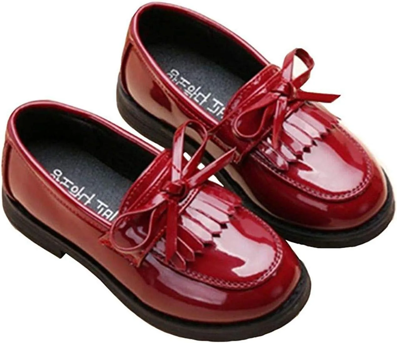 Girls Patent Leather Slip-On Penny Loafers Oxford Flats School Uniform Dress Shoes