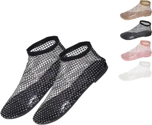 Glitter Shoes for Women, Ultra Comfortable Shiny Gem Mesh Flats, Sparkly Mesh Flat Sandals for Women