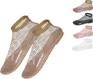 Glitter Shoes for Women, Ultra Comfortable Shiny Gem Mesh Flats, Sparkly Mesh Flat Sandals for Women