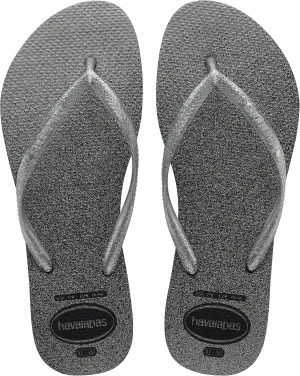 Havaianas Girls Kids Slim Gloss Flip Flop Sandals, Black, 13C/1Y little kid