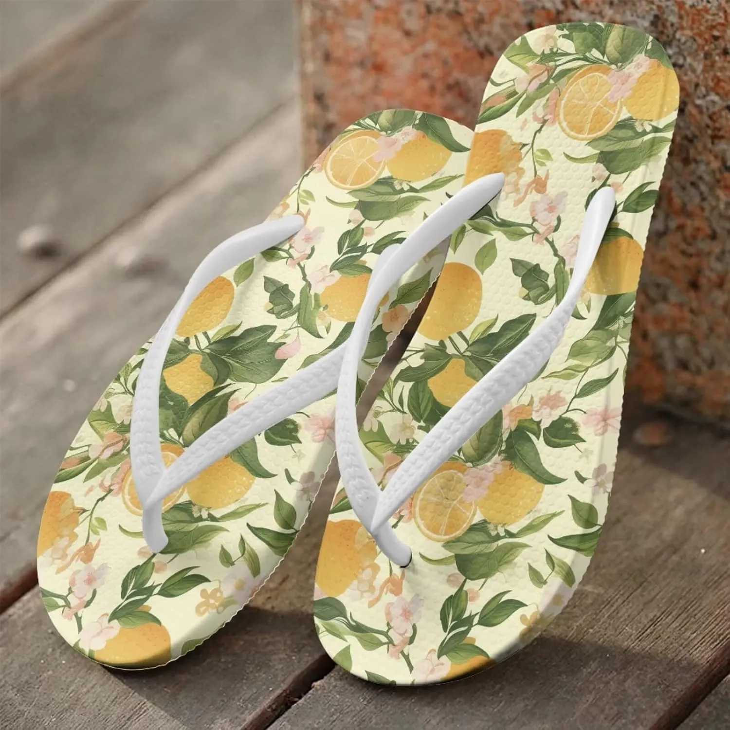 Hawaii Fruit Flip Flops Yoga Sandals for Women Memory Foam Footbed Summer Slippers Non Slip Beach Rubber Shower Shoes Outdoor Indoor Slipper Shoe