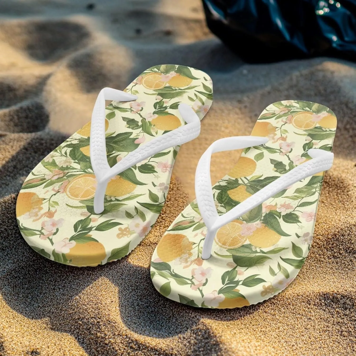 Hawaii Fruit Flip Flops Yoga Sandals for Women Memory Foam Footbed Summer Slippers Non Slip Beach Rubber Shower Shoes Outdoor Indoor Slipper Shoe