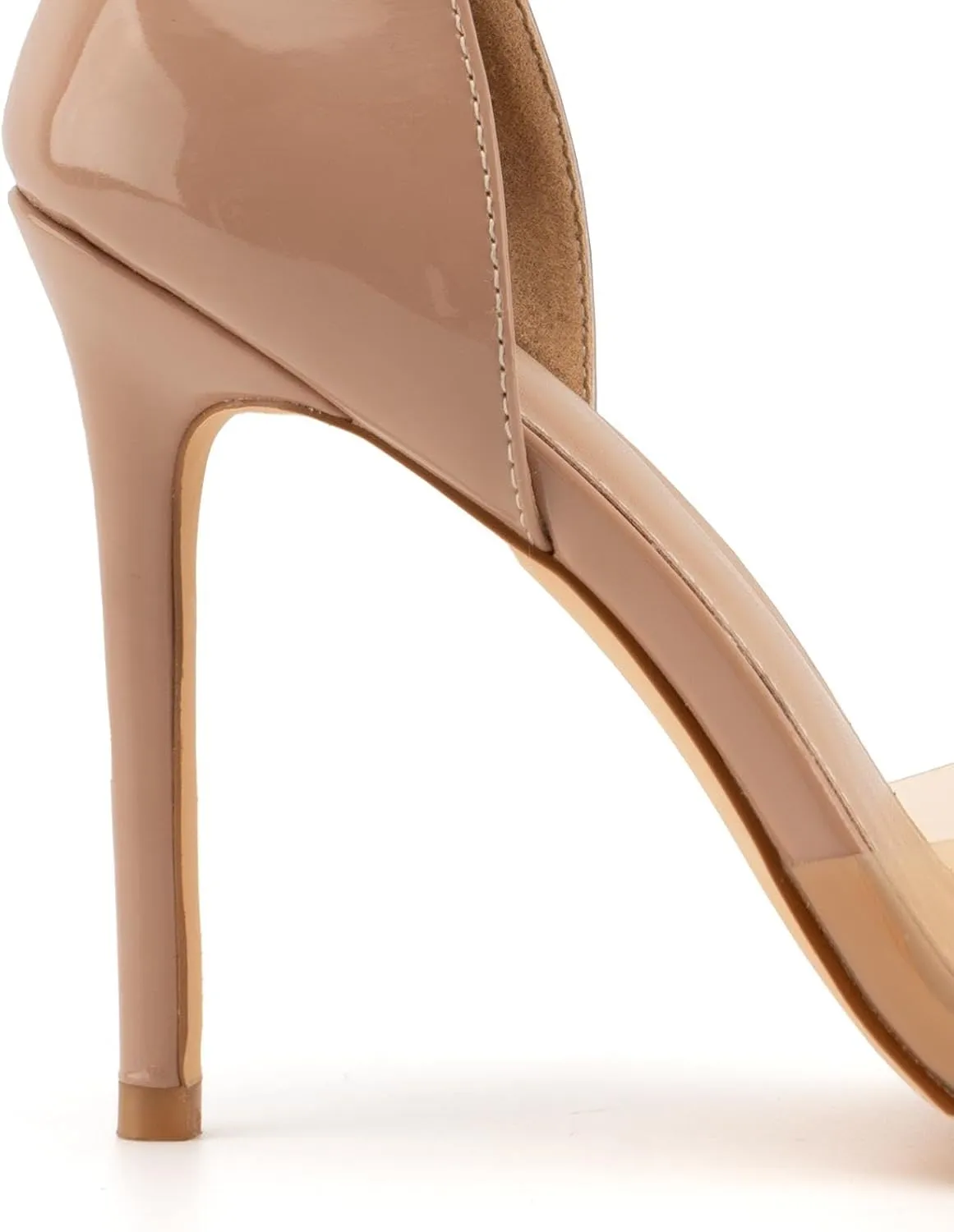 heelchic Clear Strap Heels for Women, Women Nude Pumps, Strappy Transparent Heeled Sandals Open Toe Slip On Shoes