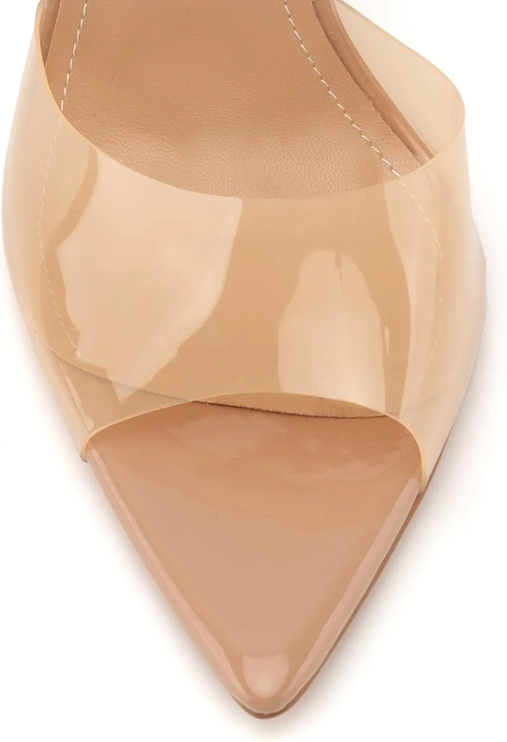 heelchic Clear Strap Heels for Women, Women Nude Pumps, Strappy Transparent Heeled Sandals Open Toe Slip On Shoes