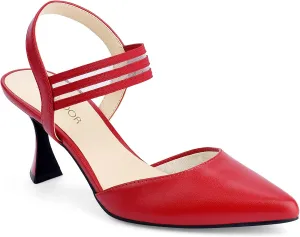 JENN ARDOR Women's Slingback Kitten Heels Pointed Closed Toe Low Stiletto Heels Dress Pumps Shoes for Women Comfortable Low Heeled Sandals Wedding Party Pumps