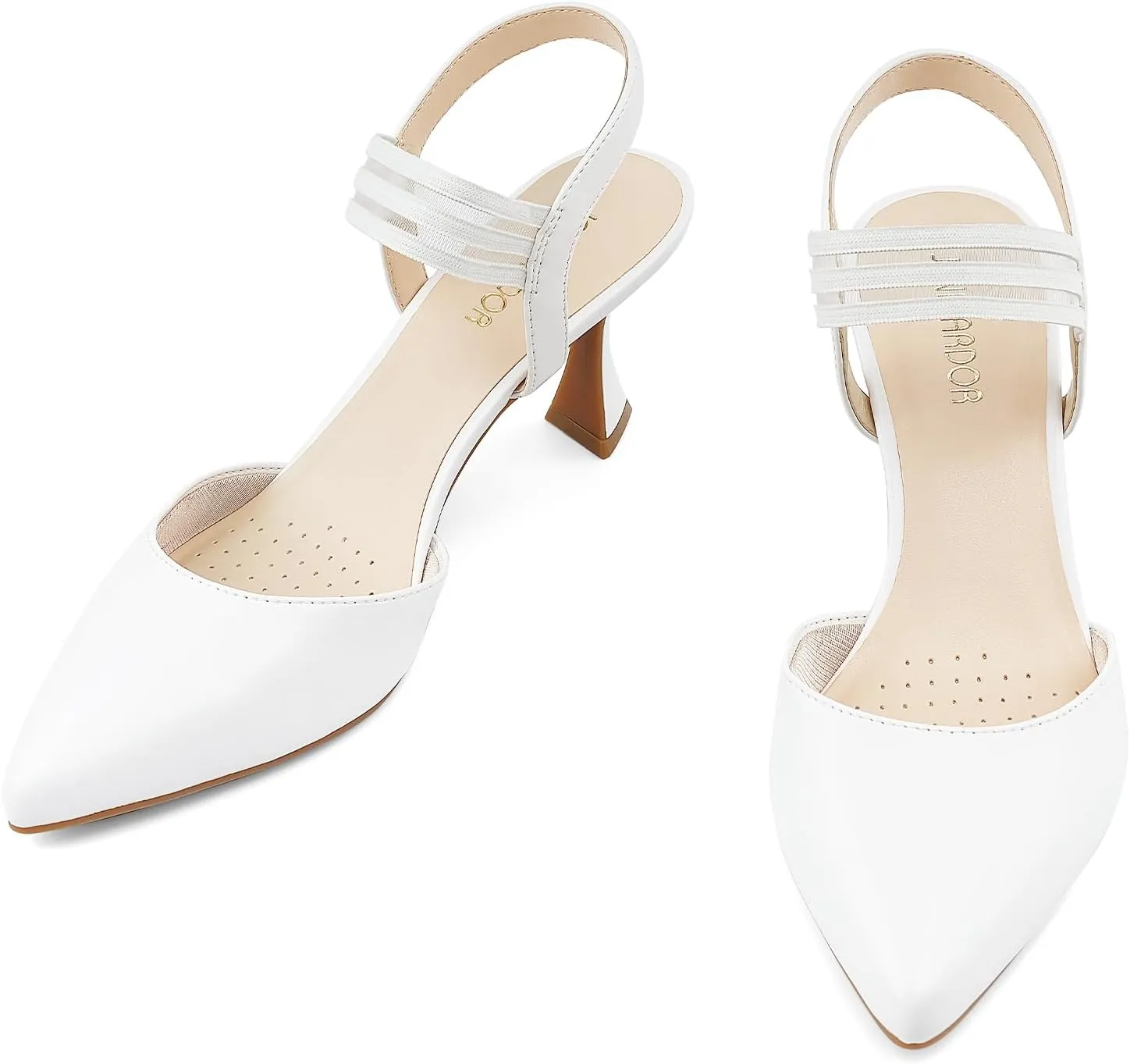JENN ARDOR Women's Slingback Kitten Heels Pointed Closed Toe Low Stiletto Heels Dress Pumps Shoes for Women Comfortable Low Heeled Sandals Wedding Party Pumps