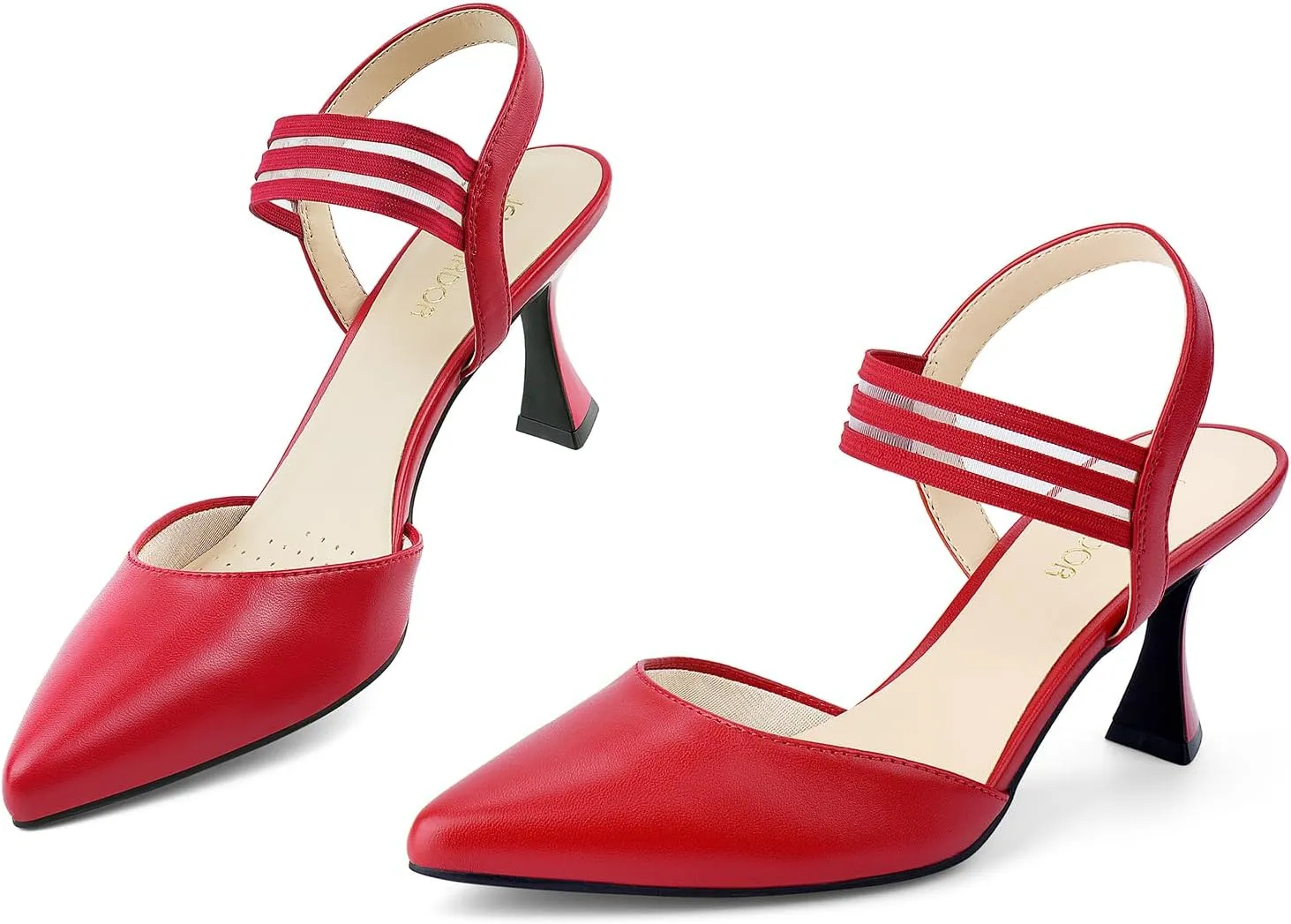 JENN ARDOR Women's Slingback Kitten Heels Pointed Closed Toe Low Stiletto Heels Dress Pumps Shoes for Women Comfortable Low Heeled Sandals Wedding Party Pumps