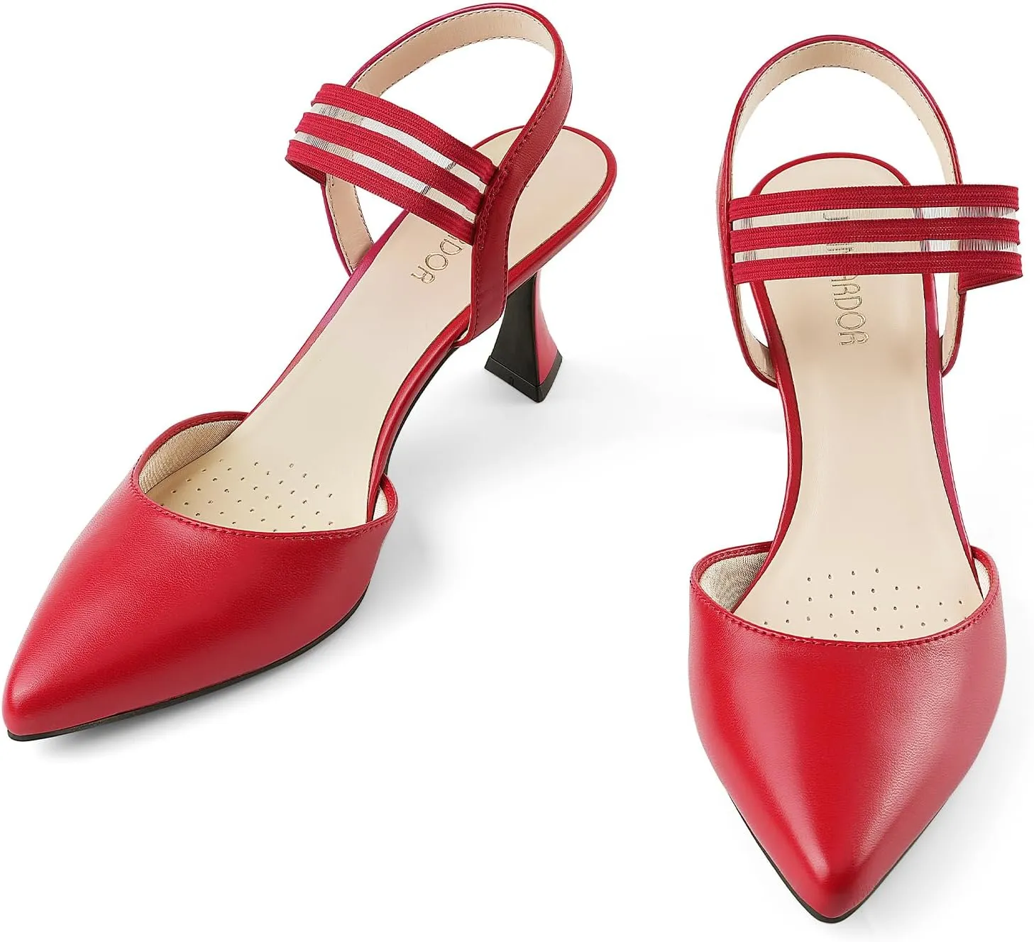 JENN ARDOR Women's Slingback Kitten Heels Pointed Closed Toe Low Stiletto Heels Dress Pumps Shoes for Women Comfortable Low Heeled Sandals Wedding Party Pumps