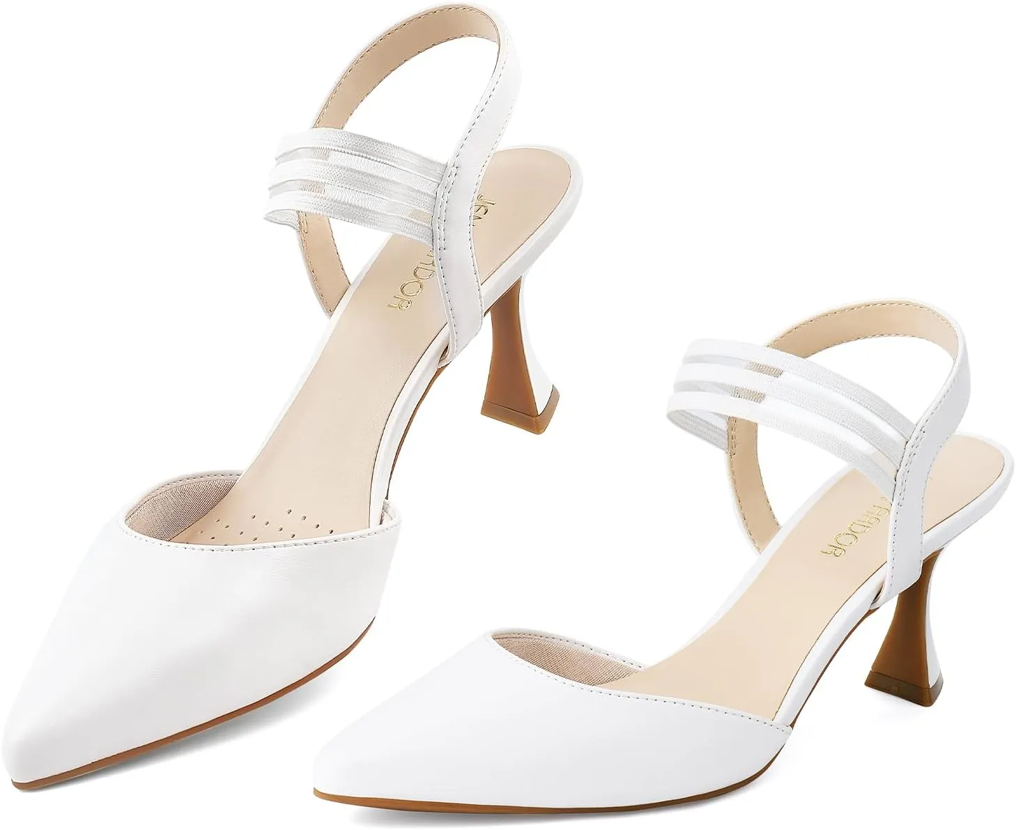 JENN ARDOR Women's Slingback Kitten Heels Pointed Closed Toe Low Stiletto Heels Dress Pumps Shoes for Women Comfortable Low Heeled Sandals Wedding Party Pumps