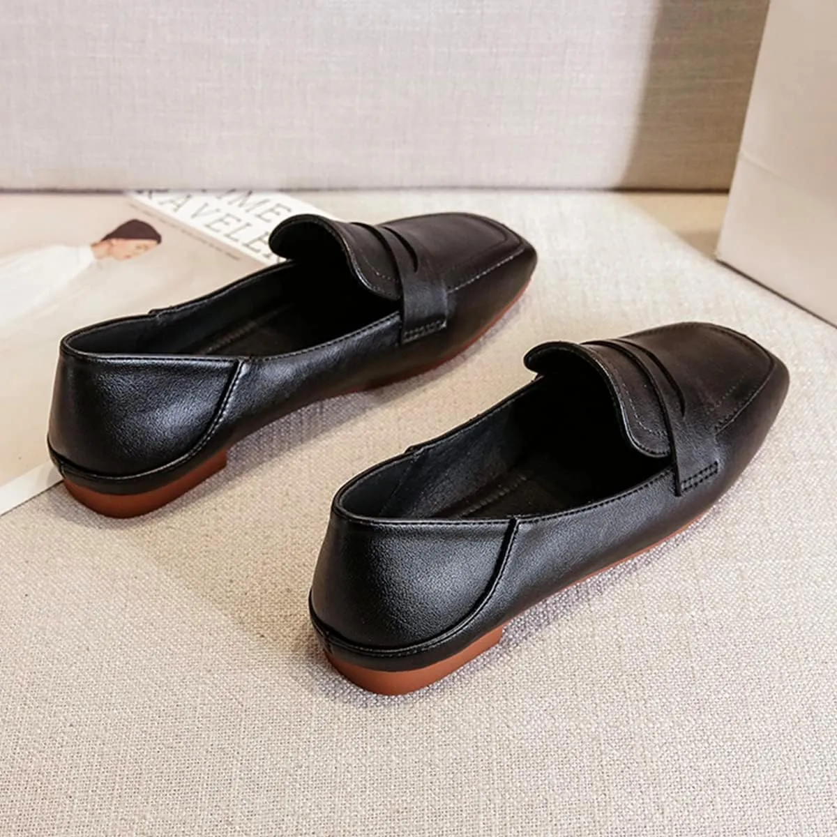JOEupin Women's Penny Loafers Slip On Flats Comfort Driving Office Loafer Shoes
