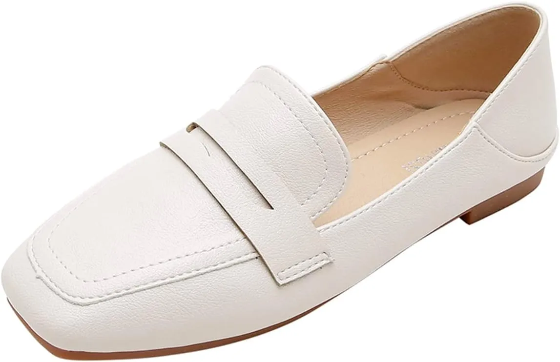 JOEupin Women's Penny Loafers Slip On Flats Comfort Driving Office Loafer Shoes