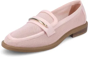 Journee Womens Dress Flat Loafer Cushioned Footbed Rainey Mesh Fabric Slip on I inch Heel Mesh/Pink 12 Medium Womens US