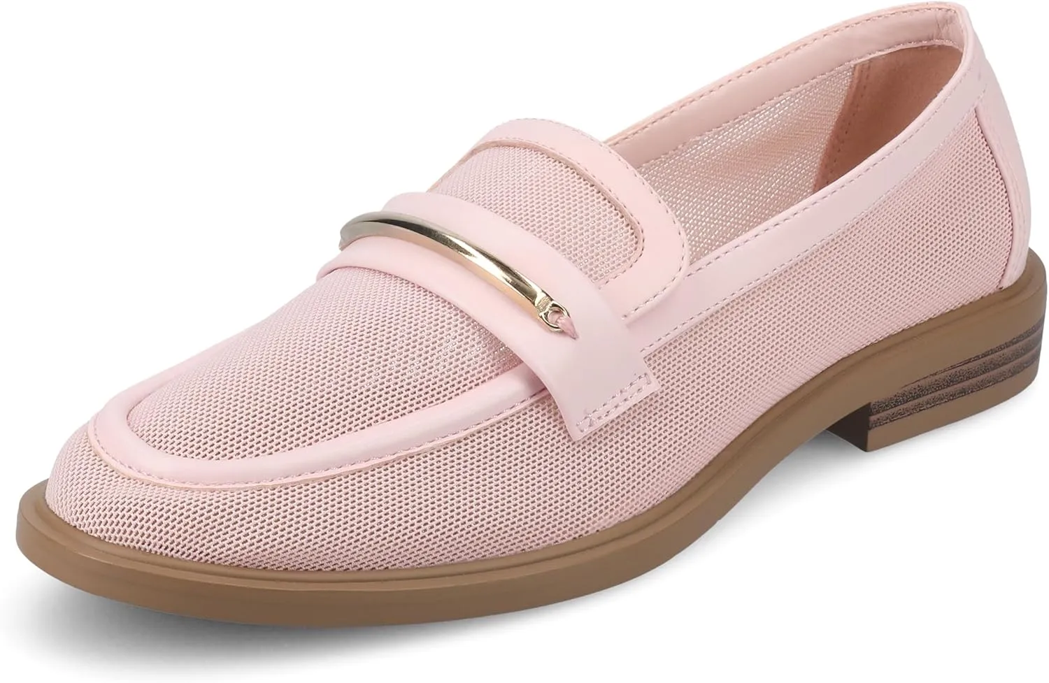 Journee Womens Dress Flat Loafer Cushioned Footbed Rainey Mesh Fabric Slip on I inch Heel Mesh/Pink 7 Medium Womens US