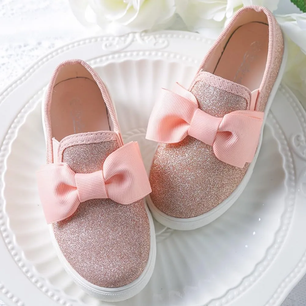 Kids Girls Fashion Sneaker Casual Slip-On Glitter Loafer Tennis Shoes