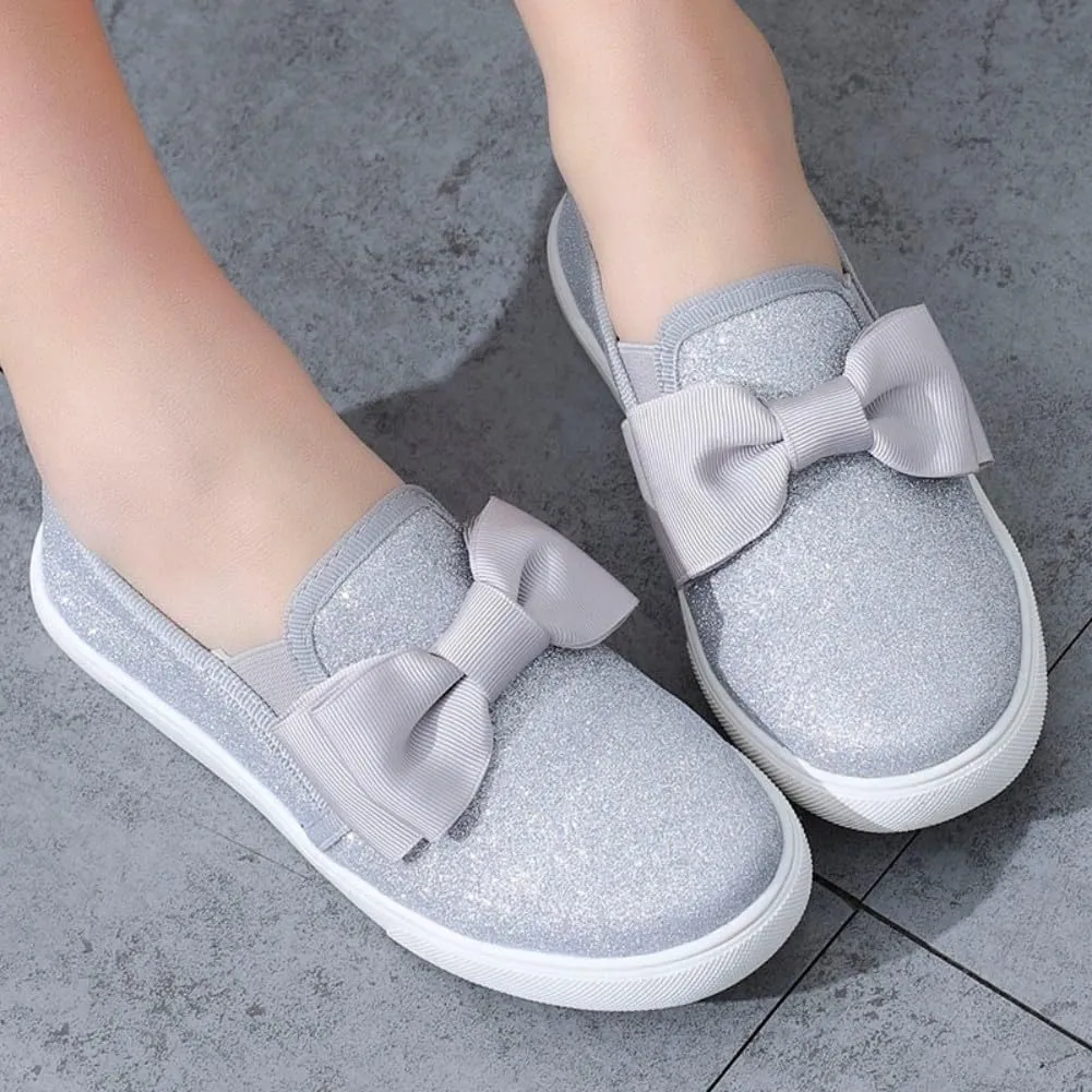 Kids Girls Fashion Sneaker Casual Slip-On Glitter Loafer Tennis Shoes