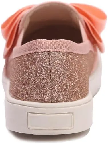 Kids Girls Fashion Sneaker Casual Slip-On Glitter Loafer Tennis Shoes