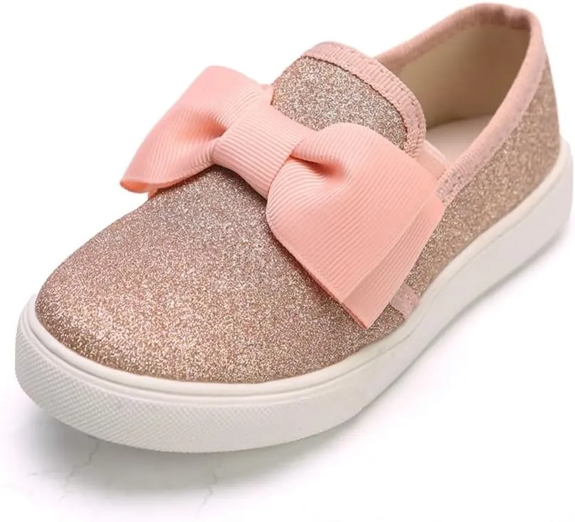 Kids Girls Fashion Sneaker Casual Slip-On Glitter Loafer Tennis Shoes