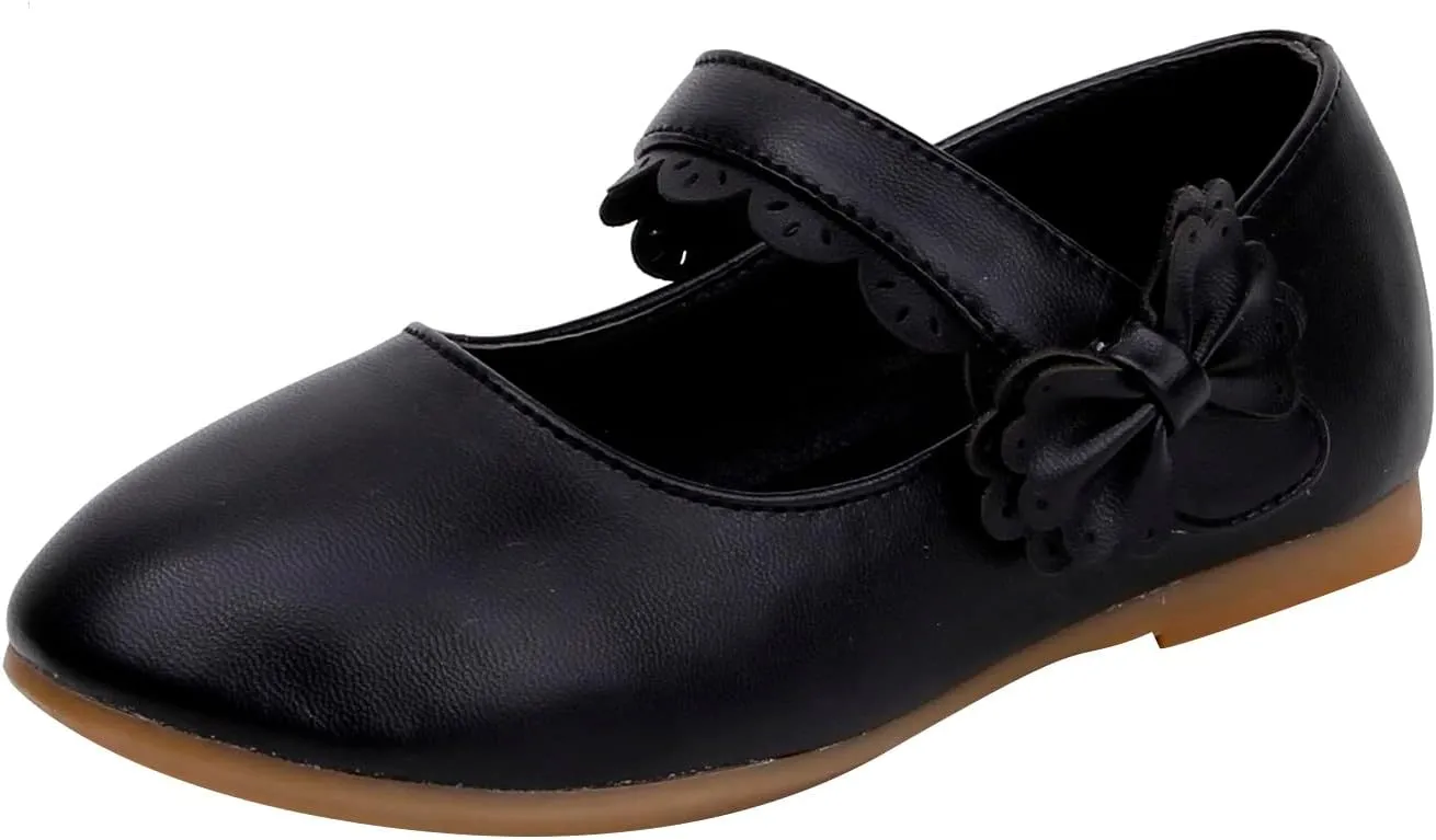 Kids Mary Jane Shoes Toddler Girls Anti-Slip Rubber Soft Sole Closed Toe Flat Princess Wedding Dress Shoes